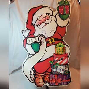 Santa Claus Presents List Vtg 2001 Yard Art Garden Stake Display Impact Plastics